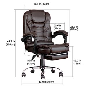 anjsindra Ergonomic Executive Office Chair with Footrest, PU Leather Task Chair with High Back Adjustable Height Modern Desk Chair, Black (Ergonomic Executive Office Chair, Amber)