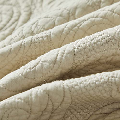 Brandream 5-Piece Beige Quilts 100% Cotton King Size Quilt Bedding Set Shabby Rustic Rose Matelasse Coverlet Set
