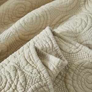 Brandream 5-Piece Beige Quilts 100% Cotton King Size Quilt Bedding Set Shabby Rustic Rose Matelasse Coverlet Set