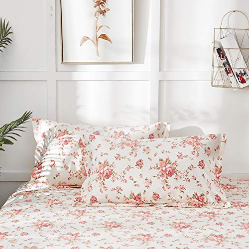 Brandream 5-Piece Beige Quilts 100% Cotton King Size Quilt Bedding Set Shabby Rustic Rose Matelasse Coverlet Set