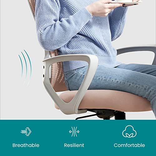 Office Chair Mid Back Desk Chair Ergonomic Mesh Computer Gaming Chair with Larger Seat, Executive Height Adjustable Swivel Task Chair with Lumbar Support Armrest for Women Adults