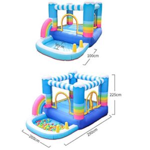 Children's Inflatable Castle,Rainbow Trampoline Indoor Small Naughty Castle Children's Playground Kindergarten Indoor and Outdoor Toy Playground,Colors,290 * 200 * 250Cm