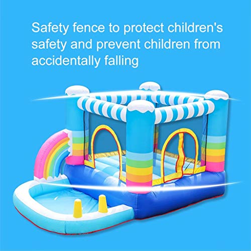 Children's Inflatable Castle,Rainbow Trampoline Indoor Small Naughty Castle Children's Playground Kindergarten Indoor and Outdoor Toy Playground,Colors,290 * 200 * 250Cm