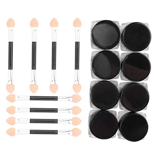 Nail Art Decoration Pigment Powder, Decoration Black Powder Nails Art Decoration Powder Fine Texture Powder Nail Art Powder Set with Eyeshadow Sticks Glitter Mirror Powder