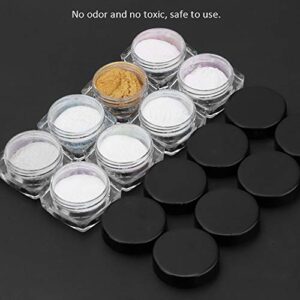 Nail Art Decoration Pigment Powder, Decoration Black Powder Nails Art Decoration Powder Fine Texture Powder Nail Art Powder Set with Eyeshadow Sticks Glitter Mirror Powder