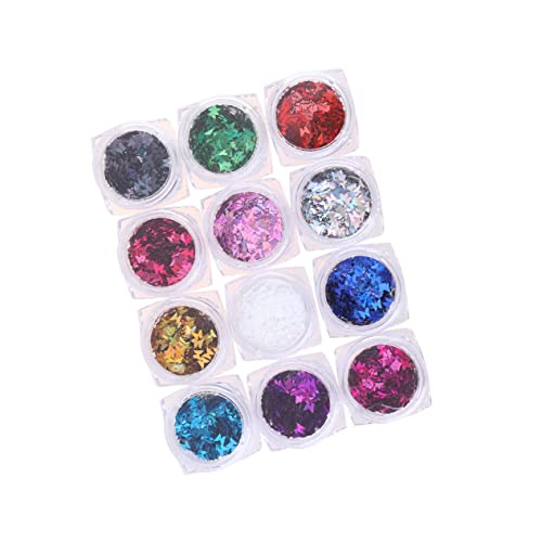 FOMIYES 1 Set 12 Metal Decor Nail Art Accessories Face Glitter Stickers Nail Foil Glitter Flakes Flake Glitter Nail Foil Glitter Nail Kit Creative Manicure Sequins Nail Stickers Nail Set