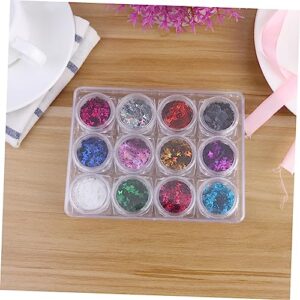 FOMIYES 1 Set 12 Metal Decor Nail Art Accessories Face Glitter Stickers Nail Foil Glitter Flakes Flake Glitter Nail Foil Glitter Nail Kit Creative Manicure Sequins Nail Stickers Nail Set