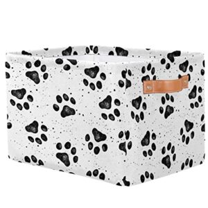 Cat Paws Collection Fabric Storage Basket for Organizing Collapsible Rectangle Basket Decorative Storage Bins with Handles for Shelves Closets Toys Laundry Nursery Home Office