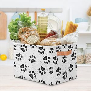 Cat Paws Collection Fabric Storage Basket for Organizing Collapsible Rectangle Basket Decorative Storage Bins with Handles for Shelves Closets Toys Laundry Nursery Home Office