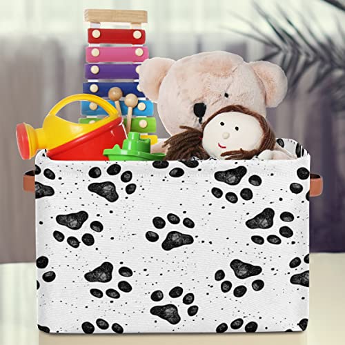 Cat Paws Collection Fabric Storage Basket for Organizing Collapsible Rectangle Basket Decorative Storage Bins with Handles for Shelves Closets Toys Laundry Nursery Home Office