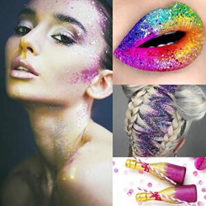 Sparkly Fine Glitter for Crafting, 12 Colors of Nail Glitter Face Glitter Powder for Arts Crafts, Rainbow Body Glitter & Tattoo Glitter for Scrapbooking Cards Eye Hair Makeup, Craft Glitter