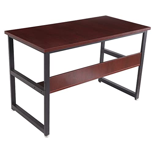 Modern Standing Desk Executive Desk Modern Style Computer Desk with 1 Shelves for Home and Office Industrial Morden Writing Table for PC Laptop Stand Up Side Table (Wine, One Size)