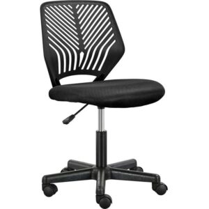 xyztech mid back executive home office chair padded management chair office rolling swivel desk chairs with wheels height adjustable modern armless computer task chair with high density foam (black)