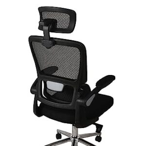 Mesh Ergonomic Swivel Office Chair with Flip Up Arms and Lumbar Support, High Back Desk Chair, High Adjustable Headrest, Tilt Function, Computer Chair, Executive Chair for Home Office(Black)