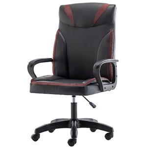 executive office chair leather, ergonomic office desk chair with wheels adjustable swivel chair mid-back office task gaming computer chair