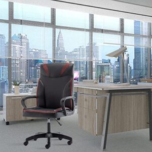 Executive Office Chair Leather, Ergonomic Office Desk Chair with Wheels Adjustable Swivel Chair Mid-Back Office Task Gaming Computer Chair