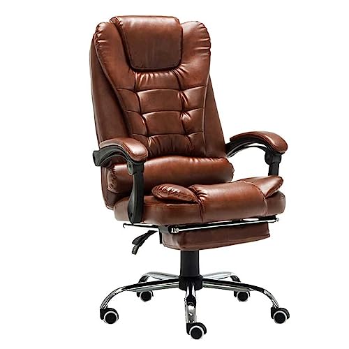 Swivel Chair Office Chair, Ergonomics Reclining Boss Seat Lifting Rotation Executive Chair with Footrest Leather Computer Chair Rated Load Capacity: 660lbs