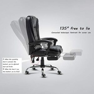 Swivel Chair Office Chair, Ergonomics Reclining Boss Seat Lifting Rotation Executive Chair with Footrest Leather Computer Chair Rated Load Capacity: 660lbs