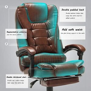 Swivel Chair Office Chair, Ergonomics Reclining Boss Seat Lifting Rotation Executive Chair with Footrest Leather Computer Chair Rated Load Capacity: 660lbs