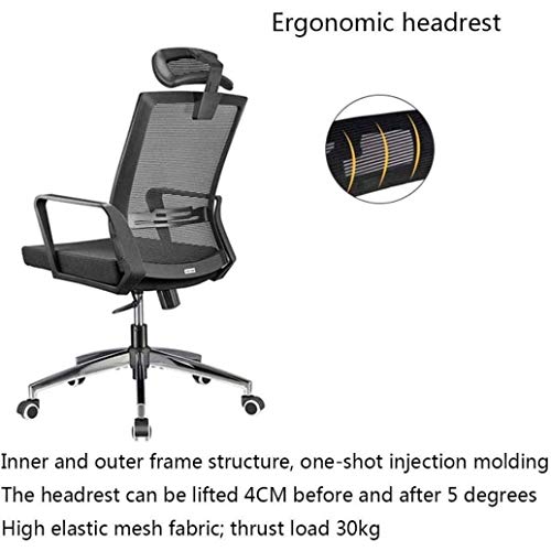 JFGJL Commercial Ergonomic High Back Executive Mesh Chair, with Adjustable Lumbar Support Comfortable Backrest Simple Swivel Chair Lift