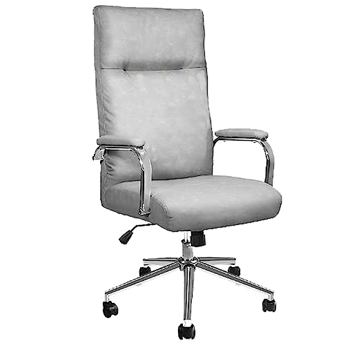 Office Chair Ergonomic Desk Chair，Swivel Computer Desk Chair with Adjustable Height and Wheels，High Back Leather Executive Chair with Lumbar Support,Grey