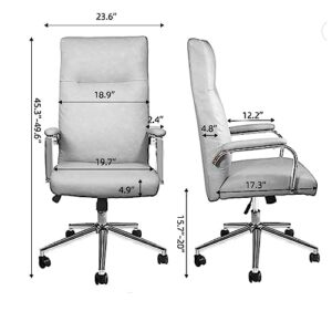 Office Chair Ergonomic Desk Chair，Swivel Computer Desk Chair with Adjustable Height and Wheels，High Back Leather Executive Chair with Lumbar Support,Grey