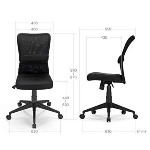 ZLBYB Office Chair Mesh Computer Chair Mid Back Swivel Lumbar Support Desk Task Chair Ergonomic Executive Chair with Armrests and Thick Seat (Color : Black)