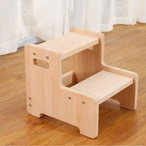 YEBDD Wooden 2-Step Stool with Maple Finish for Kids and Adults, Features 2 Convenient Carrying Handles, Suitable for Individuals Up to 200lbs