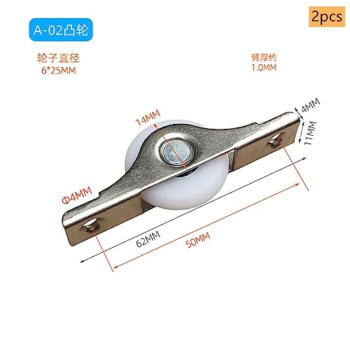 Bathroom Kitchen Sliding Door Roller Wardrobe Copper Runners Window Caster Wheel Pulley for Cabinet Furniture Hardware 2Pcs (Color : A2)