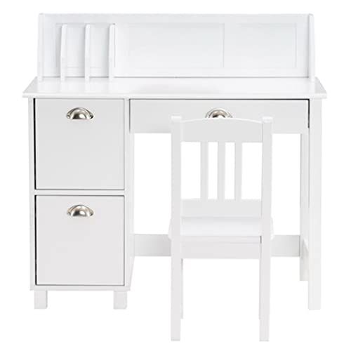 DCOT (90 x 45 x 86 cm Painted Student Desk and Chair Set Study Table Set Study Table B White (