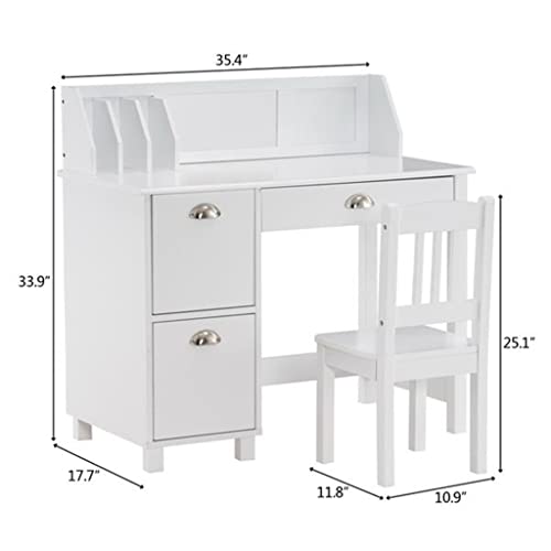 DCOT (90 x 45 x 86 cm Painted Student Desk and Chair Set Study Table Set Study Table B White (