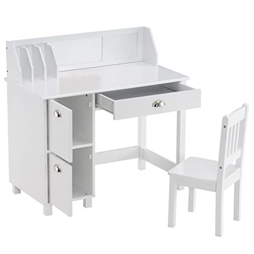 DCOT (90 x 45 x 86 cm Painted Student Desk and Chair Set Study Table Set Study Table B White (