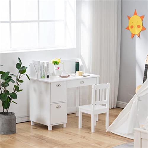 DCOT (90 x 45 x 86 cm Painted Student Desk and Chair Set Study Table Set Study Table B White (