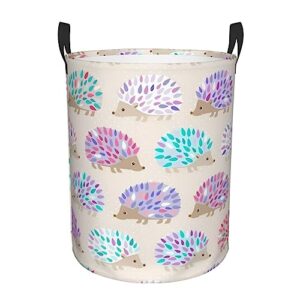 hedgehog polkadot laundry basket protable circular laundry hamper storage bin organizer with handles for bathroom,bedroom clothes