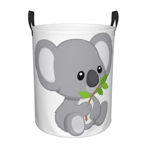 green leaf koala laundry basket protable circular laundry hamper storage bin organizer with handles for bathroom,bedroom clothes