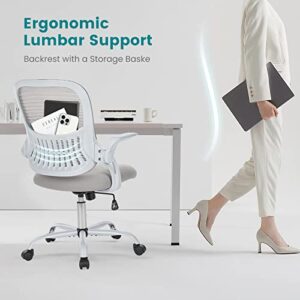 Ergonomic Office Chair, Home Office Desk Chairs with Wheels, Computer Chair with Flip-up Arms, Mid-Back Task Rolling Chair with Lumbar Support, Comfy Mesh Swivel Executive Chair