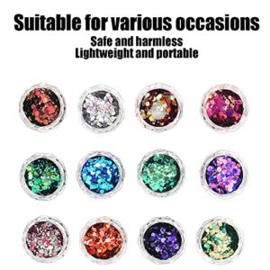 Nail Art Glitter Sequins, Holographic Nail Art Sequins Glitter Kits, Iridescent Flakes Mixed Color Nail Glitter Decorations, 12 Boxes/Set