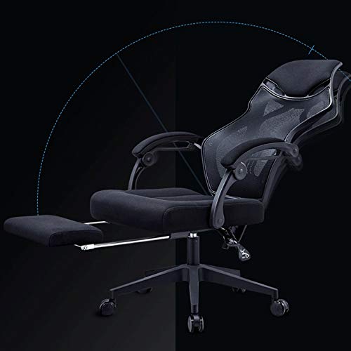 Chair Reclining Office Chair - 300 LB Capacity Ergonomic Computer Mesh Recliner, Executive Swivel Office Desk Chair, Task Chair with Hidden Footrest and Lumbar Support,Black Footrest (Size : Black w