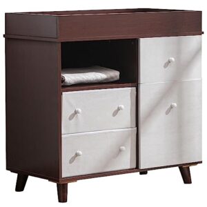 changing table dresser with 3 drawers, 2 cabinets, can be used as a dresser changing table, a baby changing table dresser, changing table with drawers (brown)