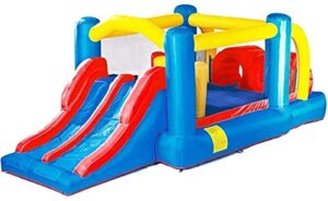 inflatable castle and slide,outdoor large children trampoline square two-track slide park naughty castle toys square playground colors