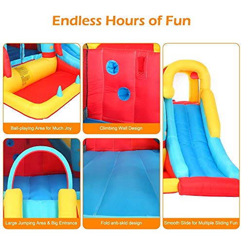 for Kids Rocket Inflatable Castle Activity Air Bounce Room, Parachute Castle with Slide 420D Oxford Cloth 840D Oxford Cloth Jump Surface, Outdoor Family Playground