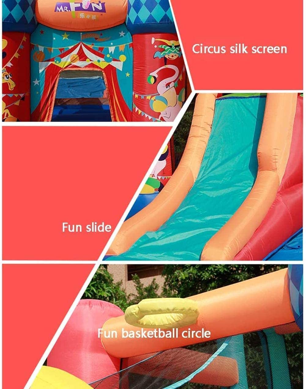 Inflatable Castle and Slide, Children S Playground Indoor Inflatable Toys Outdoor Circus Trampoline Square Playground Colors