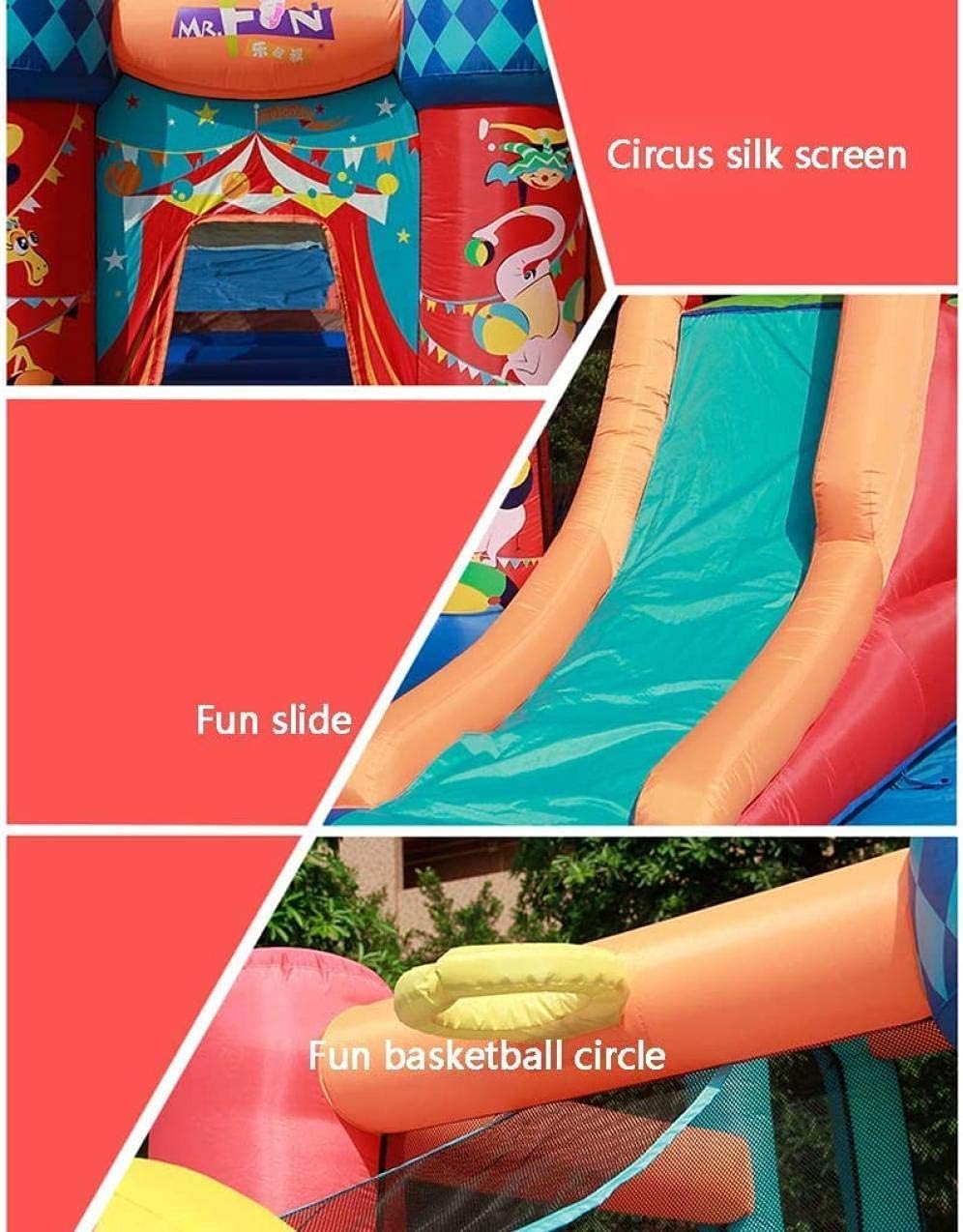 Inflatable Castle and Slide, Children S Playground Indoor Inflatable Toys Outdoor Circus Trampoline Square Playground Colors