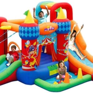 Inflatable Castle and Slide, Children S Playground Indoor Inflatable Toys Outdoor Circus Trampoline Square Playground Colors