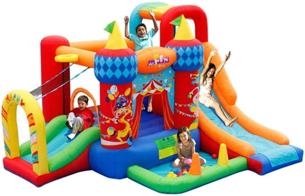 Inflatable Castle and Slide, Children S Playground Indoor Inflatable Toys Outdoor Circus Trampoline Square Playground Colors