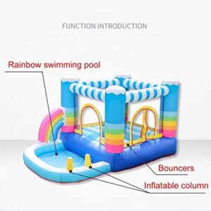 Children's Inflatable Castle,Rainbow Trampoline Indoor Small Castle Children's Playground Kindergarten Indoor and Outdoor Toy Playground,Colors,290 200 250cm