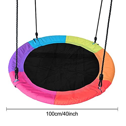 Round Outdoor Swing,40 Inch Tree Swing with Adjustable Multi-Strand Ropes | Round Outdoor Play & Swing Sets Suitable for Park, Backyard, Playground Linshesf