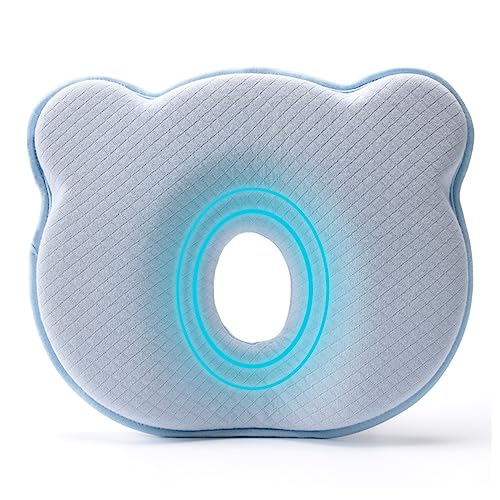 2023 New Upgrade Soft and Cozy Вaby Pillow Prеvents FΙat Head and Shapеs Ιnfant's Head Вaby Hеad Pillow Blue