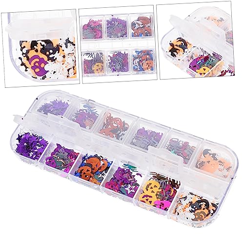 Lurrose 2 Boxes Nail Art Sequins Nail Art Sticker Glitter Stickers Nail Stickers Metallic Halloween Nail Sequins Halloween Body Glitter Halloween Nail Art Glitter Nail Glitter Flash Set 3D