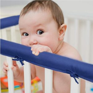 DMZVEIDA Crib Rail Cover for Teething Kids,Ultra Soft Reversible Guardrail Cover Protector for Standard Crib, Wrapped Bed Crib Rail Guard Cover Edge Protector for Toddler Bed Rails (Navy Blue)